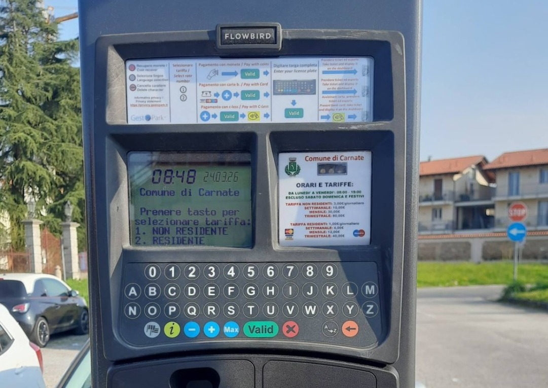 Carnate: in vigore le nuove tariffe per i parcheggi