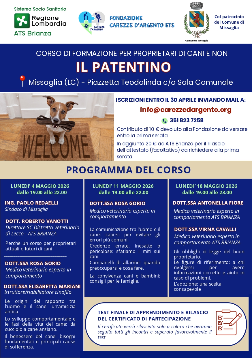 Corsi di formazione per proprietari di cani in Brianza